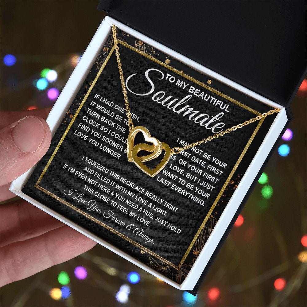 To My Beautiful Soulmate Necklace, Soulmate Jewelry For Women, Wife Necklace From Husband, Soulmate Gifts For Her, To My Future Soulmate Necklace Message Card and Necklace Gifts Box Gift Box Styles on Birthday, Wedding, Anniversary, Valentine Interlocking