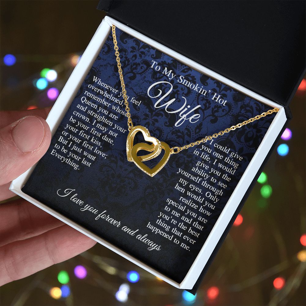 To My Beautiful Soulmate Necklace, Valentine Anniversary Jewelry Gift for Women, Anniversary Gifts For Wife From Husband To My Wife Necklace Message Card and Necklace Gift Box Gift Box Styles on Birthday, Wedding, Anniversary, Valentine Interlocking Heart