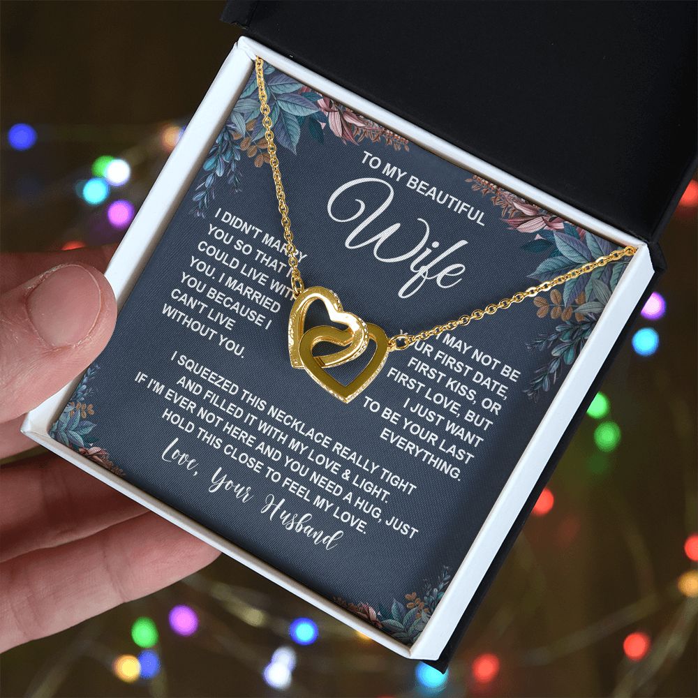 Wife Necklace Gifts From Husband, For Wife From Husband, Soulmate Gifts From Husband, Necklaces For Wife From Husband To My Wife Necklace Message Card and Necklace Gift Box Gift Box Styles on Birthday, Wedding, Anniversary, Valentine Interlocking Heart