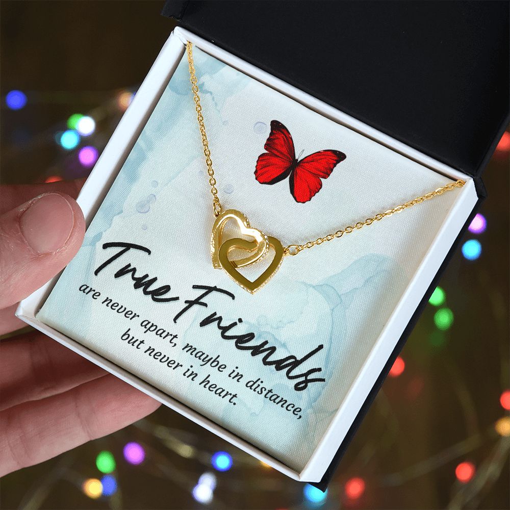 To My True Girlfriend Necklace, Brother to Sister, Birthday For Sister from Brother, Love Knot Meaningful Necklace Message Card and Gift Box Styles on Birthday, Christmas, Anniversary Interlocking Heart