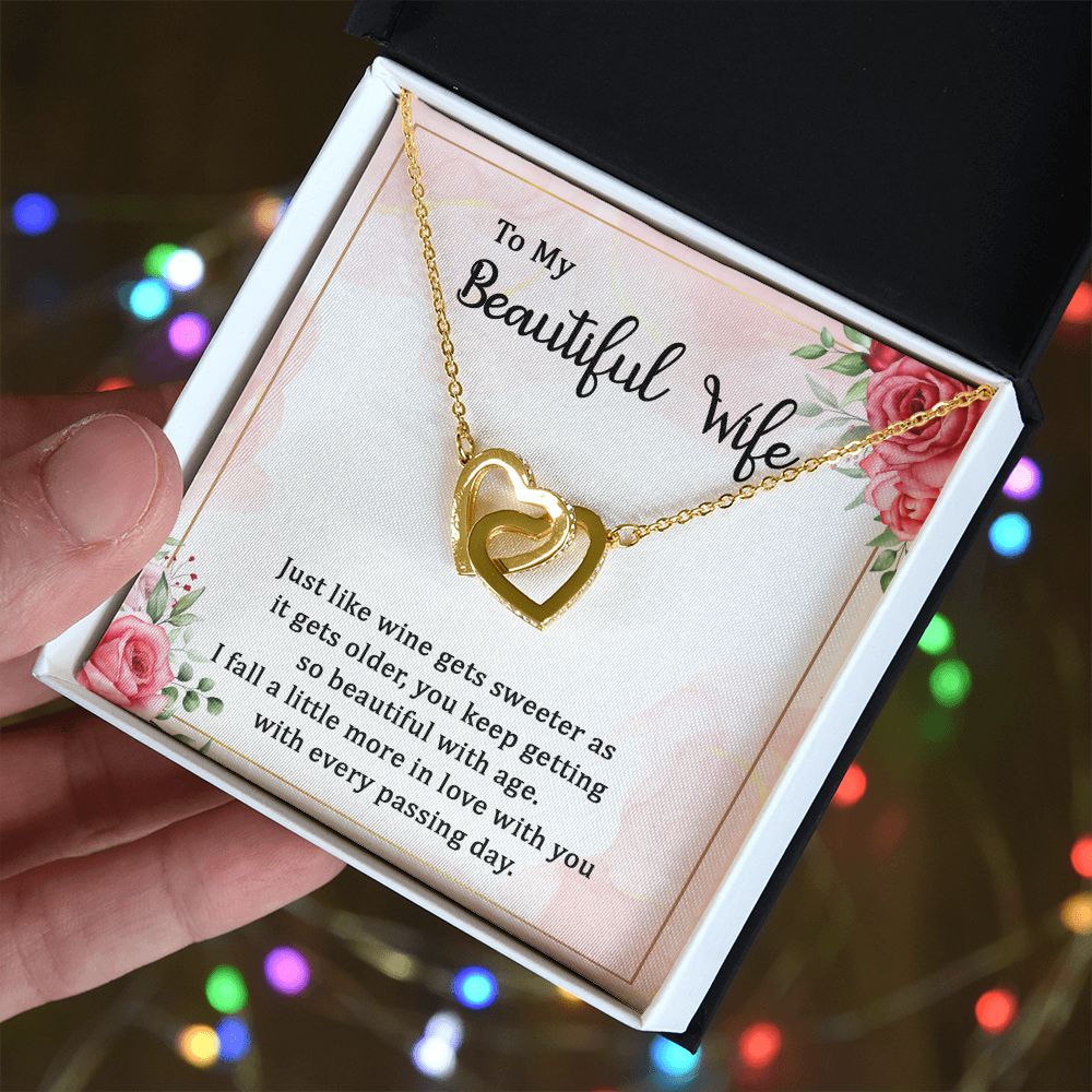 To My Wife Necklace Romantic Gifts For Her Unique Necklaces For Wife From Husband Cute Valentines Day Anniversary Birthday For Wife, Meaningful Necklace Message Card and Gift Box Styles on Birthday, Christmas, Anniversary Interlocking Heart