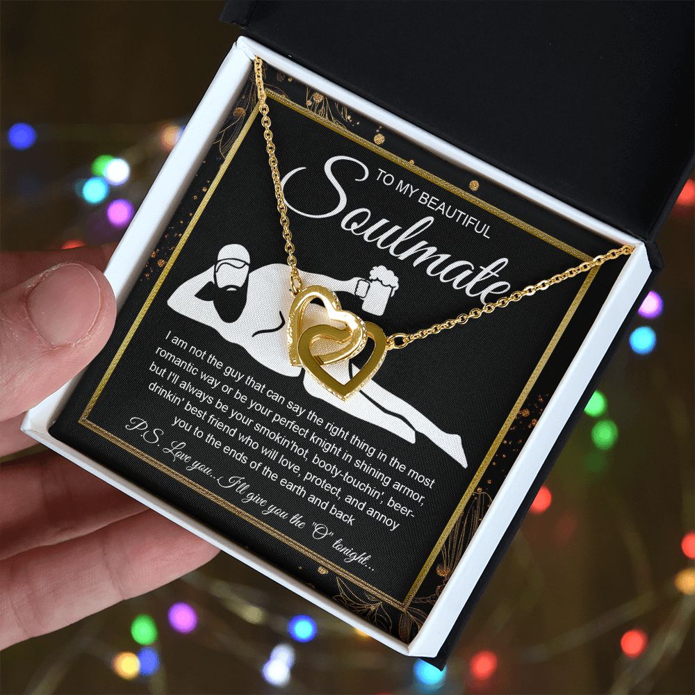 To My Beautiful Soulmate Necklace For Women, Funny Gifts For Girlfriend,Valentine Christmas Presents For Girlfriend, Best Birthday Meaningful Gift Ideas For Wife, Women Romantic Jewelry For Her Wedding Message Card and Gift Box Styles Interlocking Heart