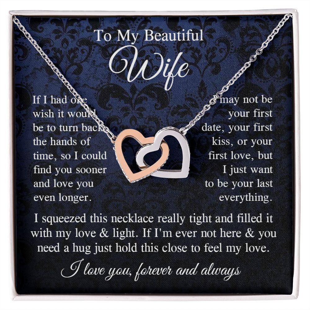Wife Necklace Gift for Her, Soulmate Jewelry, Necklace for Future Soulmate, Valentine Anniversary Jewelry for Wife Necklace Gift from Husband - Soulmate Gift Necklace with Message Card and Gift Box Interlocking Heart