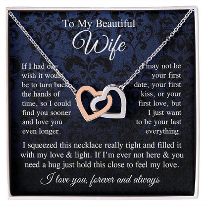 Wife Necklace Gift for Her, Soulmate Jewelry, Necklace for Future Soulmate, Valentine Anniversary Jewelry for Wife Necklace Gift from Husband - Soulmate Gift Necklace with Message Card and Gift Box Interlocking Heart