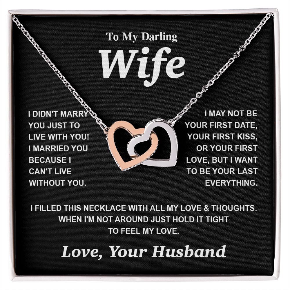 Valentine Gifts for Wife Necklace from Husband- Gifts for Wife from Husband, Valentine Gifts for Her Gifts Soulmate Message Card and Necklace Gift Box Gift Box Styles on Birthday, Wedding, Anniversary, Valentine Interlocking Heart