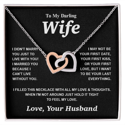 Valentine Gifts for Wife Necklace from Husband- Gifts for Wife from Husband, Valentine Gifts for Her Gifts Soulmate Message Card and Necklace Gift Box Gift Box Styles on Birthday, Wedding, Anniversary, Valentine Interlocking Heart