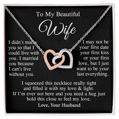 Wife Necklace Gift From Husband, Anniversary Romantic Gifts for Wife from Husband, Wife Birthday Gifts Message Card and Necklace Gifts Box Gift Box Styles on Birthday, Wedding, Anniversary, Valentine Interlocking Heart