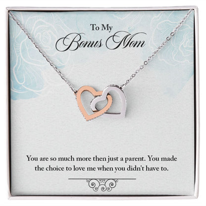 My Bonus Mom Necklace, Dear Mom, Mother's Day Necklace, Gift for Mom from Daughter, Son, Amazing Mom, Perfect Mother Mother's Day Gift, Love Knot Necklace Message Card and Gift Box Styles on Birthday, Christmas, Anniversary  Interlocking Heart