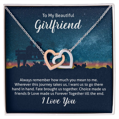 Couples Gifts Necklace To My Beautiful Girlfriend Necklace Gifts For My Wife, I Love You, Love Knot Meaningful Necklace Message Card and Gift Box Styles on Birthday, Christmas, Anniversary Interlocking Heart