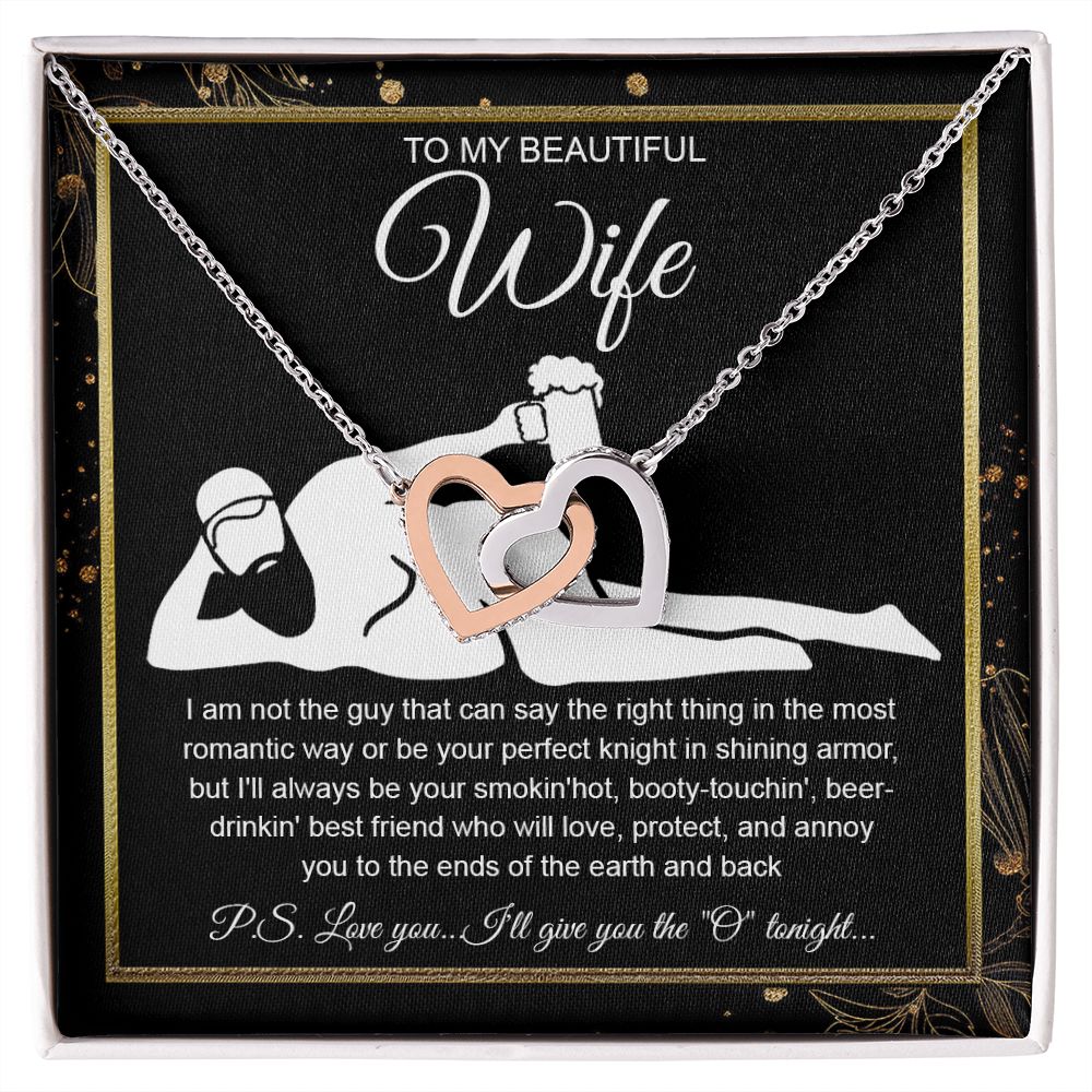 To My Beautiful Wife Necklace For Women, Funny Gifts For Girlfriend,Valentine Christmas Presents For Girlfriend, Best Birthday Meaningful Gift Ideas For Wife, Women Romantic Jewelry For Her Wedding Message Card and Gift Box Styles  Interlocking Heart