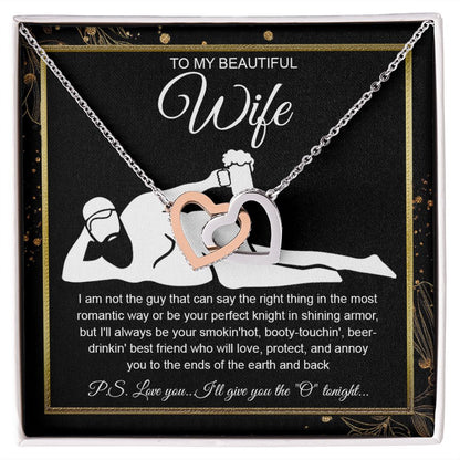 To My Beautiful Wife Necklace For Women, Funny Gifts For Girlfriend,Valentine Christmas Presents For Girlfriend, Best Birthday Meaningful Gift Ideas For Wife, Women Romantic Jewelry For Her Wedding Message Card and Gift Box Styles  Interlocking Heart