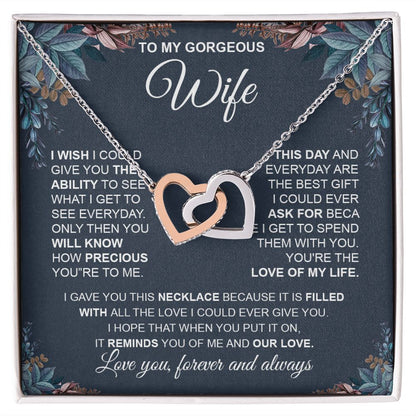 to My Wife Necklace from Husband, Necklaces for Wife from Husband, to My Soulmate Necklace for Women, Soulmate Jewelry for Wife Anniversary Jewelry Gifts for Wife Valentine Gifts from Husband Interlocking Heart