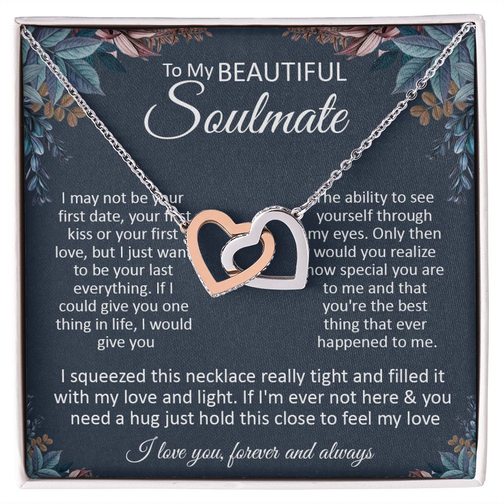 Couples Gifts, To My Dear Wife Necklace Gifts From Husband, Wedding Anniversary Jewelry For Wife From Husband, Wife Birthday From Husband, Necklace Custom Name Message Card and Gift Box Styles on Birthday, Christmas, Wedding, Anniversary\ Interlocking Hea