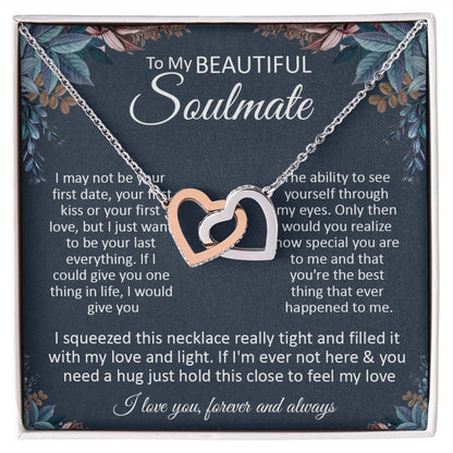 Couples Gifts, To My Dear Wife Necklace Gifts From Husband, Wedding Anniversary Jewelry For Wife From Husband, Wife Birthday From Husband, Necklace Custom Name Message Card and Gift Box Styles on Birthday, Christmas, Wedding, Anniversary\ Interlocking Hea