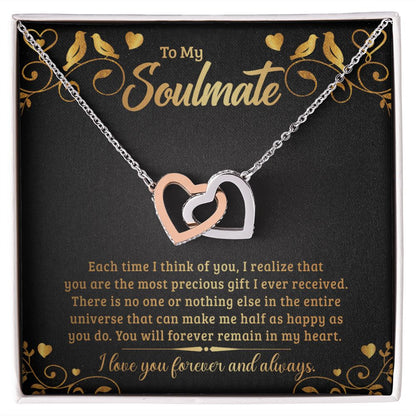Couples Gifts, My Soulmate Necklace Gifts From Husband, Wedding Anniversary Jewelry For Wife From Husband, Wife Birthday From Husband, To My Soulmate Message Card and Gift Box styles On Birthday, Christmas, Anniversary  Interlocking Heart