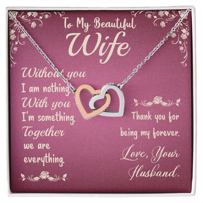 Couples Gifts,To My Wife Girlfriend Necklace Gifts From Husband, Wedding Anniversary Jewelry For Wife From Husband, Wife Birthday From Husband, To My Beautiful Wife Girlfriend Message Card and Gift Box styles On Birthday, Christmas, Anniversary  Interlock
