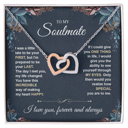 To My Soulmate Necklace for Women, Necklaces Gift For Wife from Husband, Soulmate Jewelry to My Future Wife Necklace, Necklace For Girlfriend with Message Card and Necklace Gift Box Gift Box Styles on Birthday, Christmas, Wedding, Anniversary Interlocking