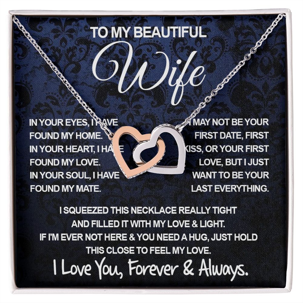 To My Beautiful Wife Necklace, Soulmate Jewelry For Women, Wife Necklace From Husband, Soulmate Anniversary Gifts Necklace For Wife, Soulmate Gifts For Her, To My Future Wife Necklace Soulmate Interlocking Heart