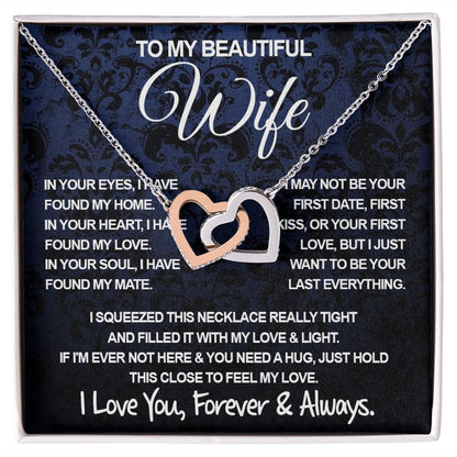 To My Beautiful Wife Necklace, Soulmate Jewelry For Women, Wife Necklace From Husband, Soulmate Anniversary Gifts Necklace For Wife, Soulmate Gifts For Her, To My Future Wife Necklace Soulmate Interlocking Heart
