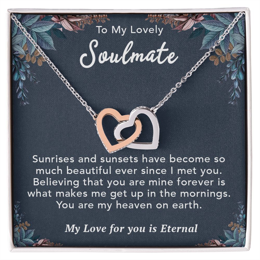 To My Lovely Soulmate Necklace Gift From Husband To My Badass Wife Pendant Birthday Jewelry with Message Card and Gift Box. Gift for Wife. Necklace Gift Set for Wife Necklace Gifts Box Gift Box Styles Interlocking Heart