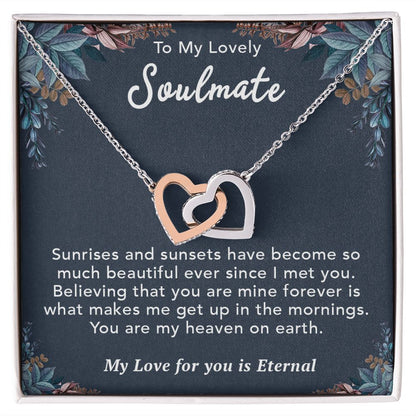 To My Lovely Soulmate Necklace Gift From Husband To My Badass Wife Pendant Birthday Jewelry with Message Card and Gift Box. Gift for Wife. Necklace Gift Set for Wife Necklace Gifts Box Gift Box Styles Interlocking Heart
