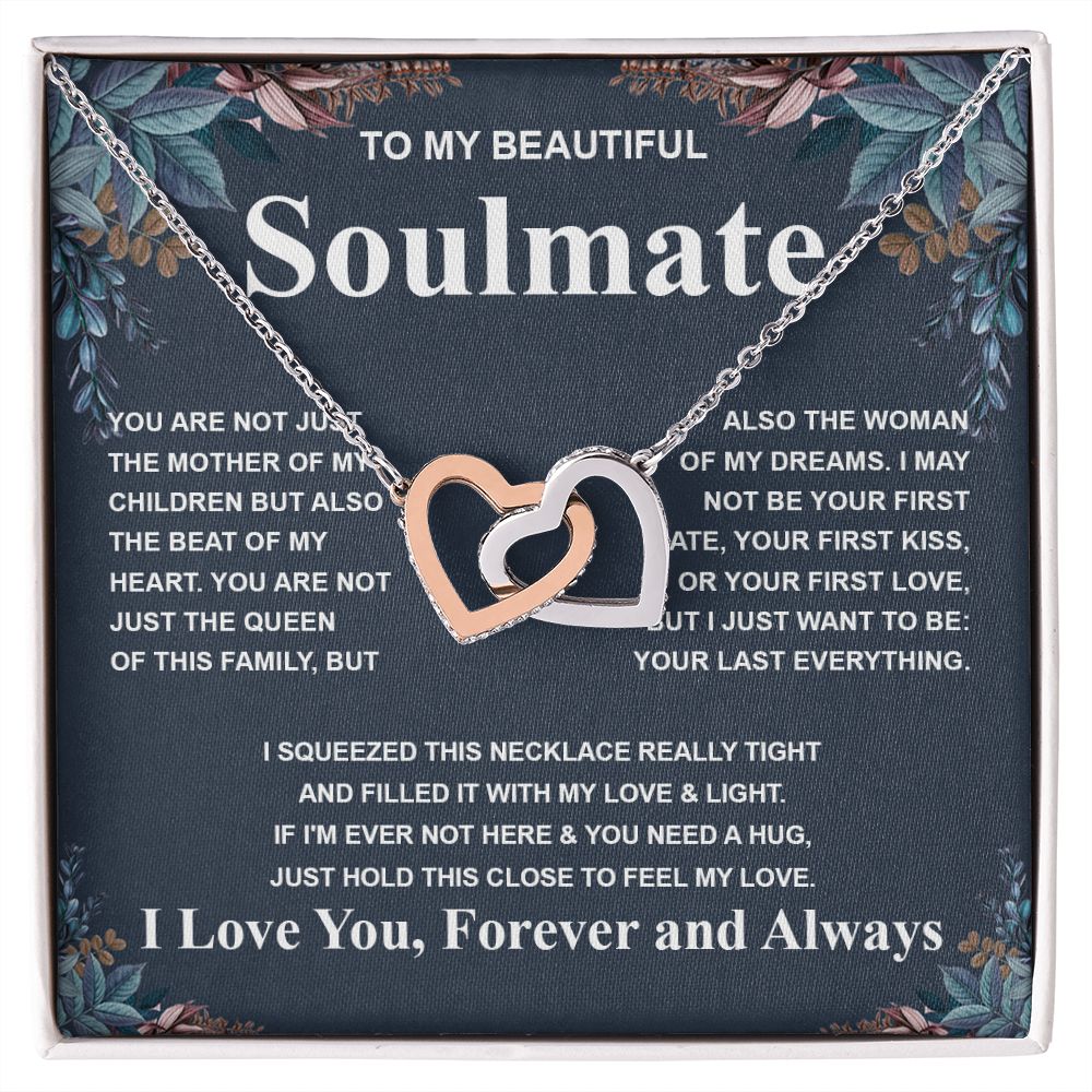 Gifts For Soulmate Birthday Gifts From Husband Necklace Valentines Days, Necklace for Future Soulmate, Birthday Wedding Jewelry for Wife Necklace Gifts from Husband - Soulmate Gift Necklace with Message Card and Gift Box Interlocking Heart