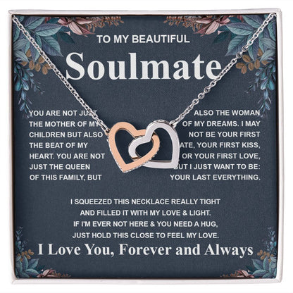 Gifts For Soulmate Birthday Gifts From Husband Necklace Valentines Days, Necklace for Future Soulmate, Birthday Wedding Jewelry for Wife Necklace Gifts from Husband - Soulmate Gift Necklace with Message Card and Gift Box Interlocking Heart
