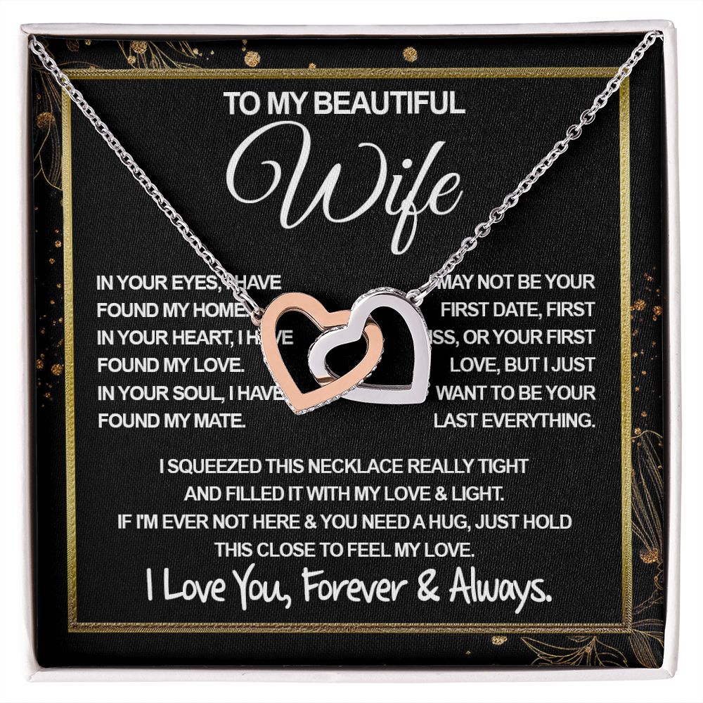 To My Beautiful Wife Necklace, Soulmate Jewelry For Women, Wife Necklace From Husband, Soulmate Gifts Necklace For Wife, Soulmate Gifts For Her, To My Future Wife Necklace Soulmate Interlocking Heart