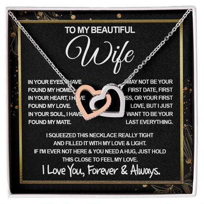 To My Beautiful Wife Necklace, Soulmate Jewelry For Women, Wife Necklace From Husband, Soulmate Gifts Necklace For Wife, Soulmate Gifts For Her, To My Future Wife Necklace Soulmate Interlocking Heart