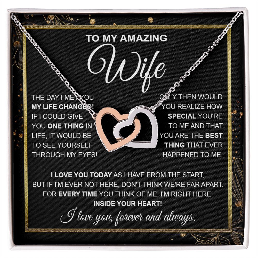 to My Wife Necklace, Soulmate Jewelry for Women, Wife Gifts from Husband, Birthday Necklace for Wife Soulmate Gifts Future Wife Necklace Message Card and Gift Box Styles on Birthday, Wedding, Anniversary, Valentine Interlocking Heart