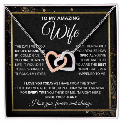 to My Wife Necklace, Soulmate Jewelry for Women, Wife Gifts from Husband, Birthday Necklace for Wife Soulmate Gifts Future Wife Necklace Message Card and Gift Box Styles on Birthday, Wedding, Anniversary, Valentine Interlocking Heart