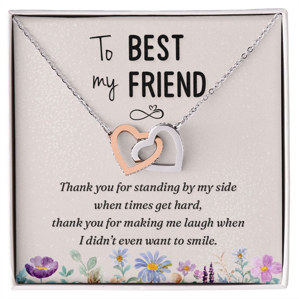 To My Best Friend On Her Wedding Day Necklace, Soul Sisters Necklace, BFF Necklace, Best Friend Gift Jewelry, Long Distance, Friends, Meaningful Necklace Message Card and Gift Box Styles on Birthday, Christmas, Anniversary  Interlocking Heart