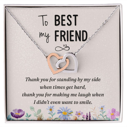 To My Best Friend On Her Wedding Day Necklace, Soul Sisters Necklace, BFF Necklace, Best Friend Gift Jewelry, Long Distance, Friends, Meaningful Necklace Message Card and Gift Box Styles on Birthday, Christmas, Anniversary  Interlocking Heart