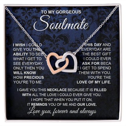 to My Soulmate Necklace from Husband, Necklaces for Wife from Husband, to My Soulmate Necklace for Women, Soulmate Jewelry for Wife Wedding Jewelry Gifts for Wife Birthday Gifts from Husband Interlocking Heart