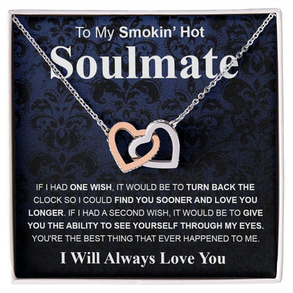 Gifts For Soulmate Birthday Gifts From Husband Necklace Valentines Day, Necklace for Future Soulmate, Wedding Valentine Jewelry for Wife Necklace Gifts from Husband - Soulmate Gift Necklace with Message Card and Gift Box Interlocking Heart