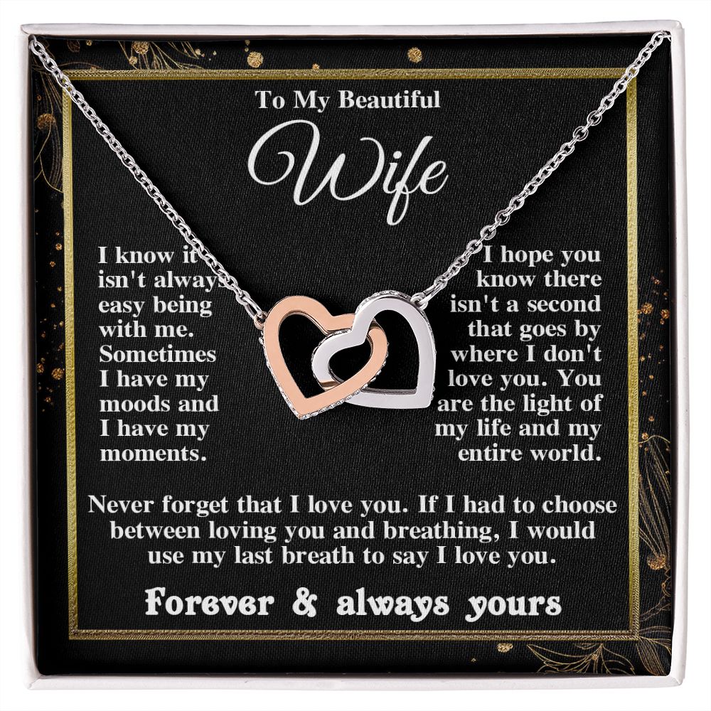 Gifts for Wife Necklace from Husband, Gifts for Wife from Husband, Birthday Gifts for Her Gifts Soulmate Message Card and Necklace Gift Box Gift Box Styles on Birthday, Wedding, Anniversary, Valentine Interlocking Heart