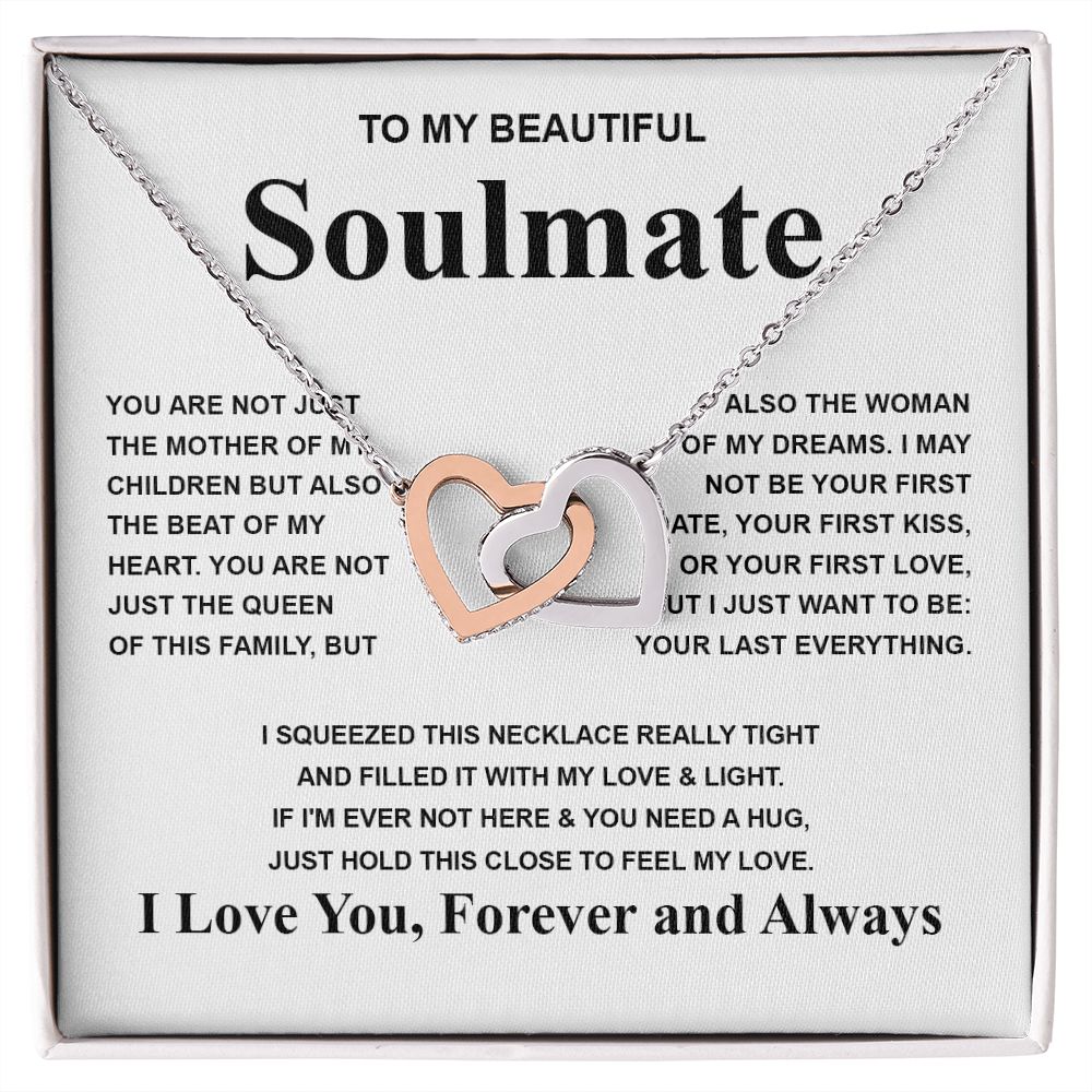 Gifts For Soulmate Birthday Gifts From Husband Necklace Valentines Days, Necklace for Future Soulmate, Valentine Necklace Jewelry for Wife Necklace Gifts from Husband - Soulmate Gift Necklace with Message Card and Gift Box Interlocking Heart