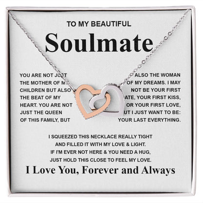 Gifts For Soulmate Birthday Gifts From Husband Necklace Valentines Days, Necklace for Future Soulmate, Valentine Necklace Jewelry for Wife Necklace Gifts from Husband - Soulmate Gift Necklace with Message Card and Gift Box Interlocking Heart
