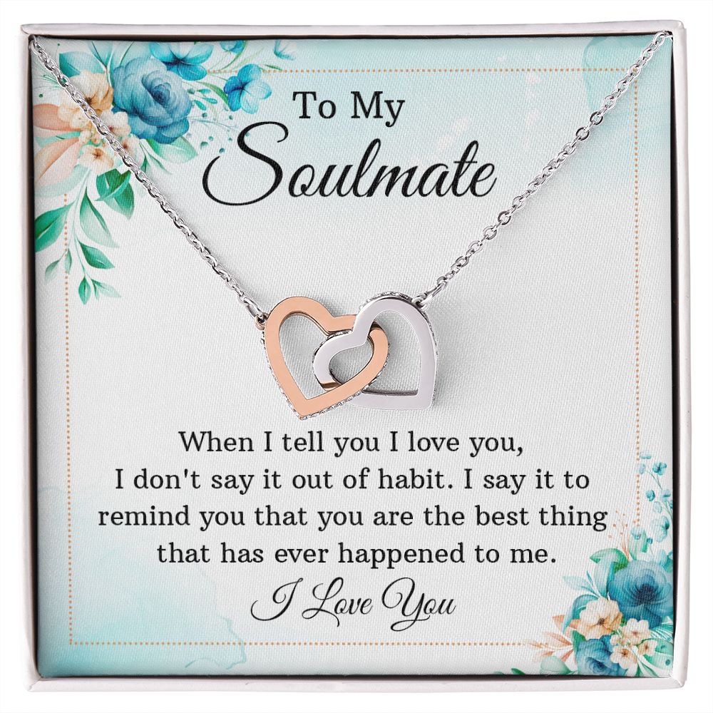 To My Soulmate, To My Wife Necklace, Wife Necklace, Wife Gift, WIfe Gift From Husband, Happy Anniversary, Meaningful Necklace Message Card and Gift Box Styles on Birthday, Christmas, Anniversary Interlocking Heart