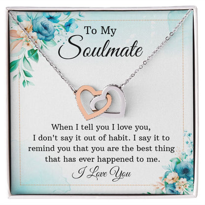 To My Soulmate, To My Wife Necklace, Wife Necklace, Wife Gift, WIfe Gift From Husband, Happy Anniversary, Meaningful Necklace Message Card and Gift Box Styles on Birthday, Christmas, Anniversary Interlocking Heart