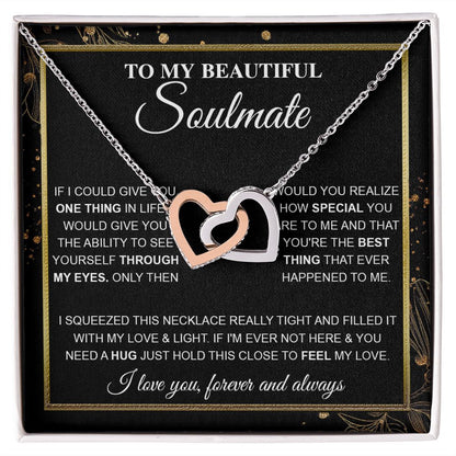 To My Beautiful Soulmate Necklace, Love knot Necklace for Girlfriend, Soulmate Jewelry, Soulmate Necklace, Future Wife Gift, Necklace for Wife from Husband Necklace Message Card and Gift Box Styles on Birthday, Christmas, Wedding, Anniversary Interlocking