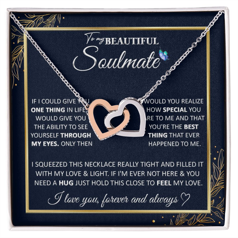 Couples Gifts, To My Dear Wife Necklace Gifts From Husband, Wedding For Wife From Husband, Wife Birthday From Husband, To My Beautiful Wife, Necklace Custom Name Message Card and Gift Box Styles on Birthday, Christmas, Wedding, Anniversary Interlocking He