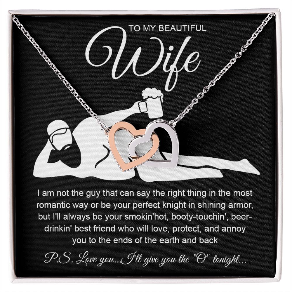 To My Beautiful Wife Necklace For Women, Funny Gifts For Girlfriend,Valentine Christmas Presents For Girlfriend, Best Birthday Meaningful Gift Ideas For Wife, Women Romantic Jewelry For Her Anniversary Message Card and Gift Box Styles Interlocking Heart