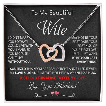 My Beautiful Wife Necklace Future Wife Gifts, Promise Necklace For Her, Fiance Gifts For Her, Valentine Gifts For Soulmate From Husband With Message Card Box LED, Soulmate Necklace For Women, To My Wife Necklace Interlocking Heart