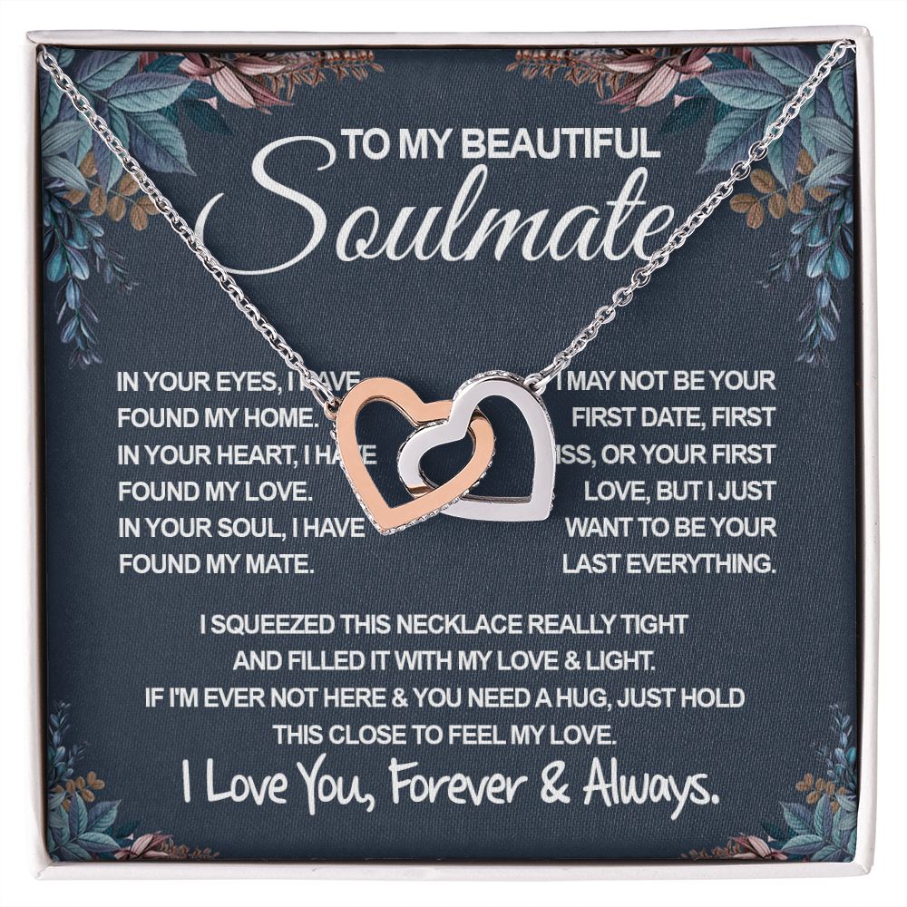 To My Beautiful Soulmate Necklace, Soulmate Jewelry For Women, Wife Necklace From Husband, Wife Wedding Gifts Necklace For Wife, Soulmate Gifts For Her, To My Future Wife Necklace Soulmate Interlocking Heart