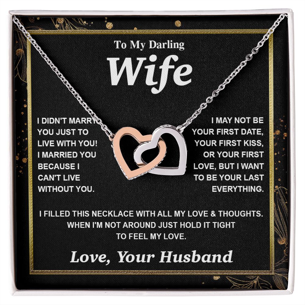 Valentine Gifts for Wife Necklace from Husband, Gifts for Wife from Husband, Wedding Gifts for Her Gifts Soulmate Message Card and Necklace Gift Box Gift Box Styles on Birthday, Wedding, Anniversary, Valentine Interlocking Heart