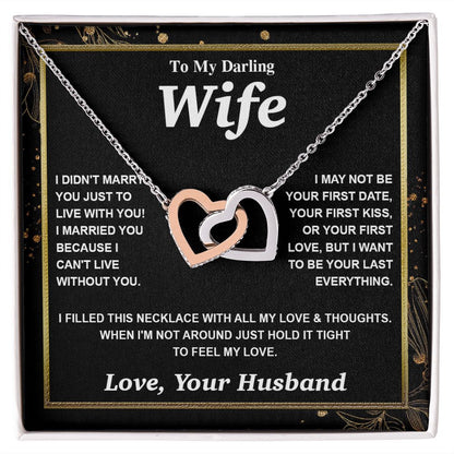 Valentine Gifts for Wife Necklace from Husband, Gifts for Wife from Husband, Wedding Gifts for Her Gifts Soulmate Message Card and Necklace Gift Box Gift Box Styles on Birthday, Wedding, Anniversary, Valentine Interlocking Heart