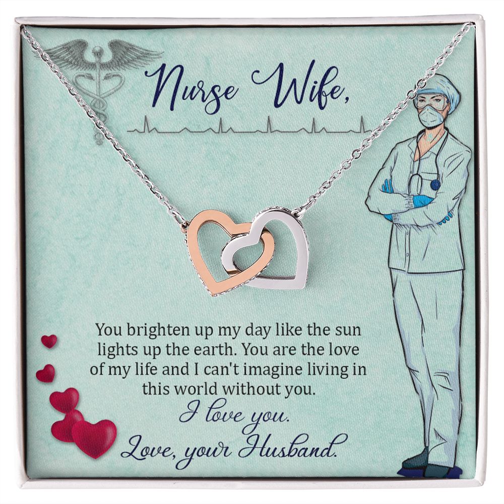 Couples Gifts, Nusre Wife Necklace Gifts From Husband, Wedding Anniversary Jewelry For Wife From Husband, Wife Birthday From Husband, To My Wife Message Card and Gift Box styles On Birthday, Christmas, Anniversary  Interlocking Heart