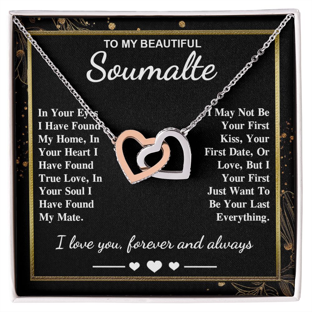 To My Beautiful Soulmate Necklace Gift, Soulmate for Wife Valentine Gifts from Husband, Wedding for Women, Soulmate Gifts, Message Card and Necklace Gifts Box Gift Box Styles on Birthday, Wedding, Anniversary, Valentine Interlocking Heart