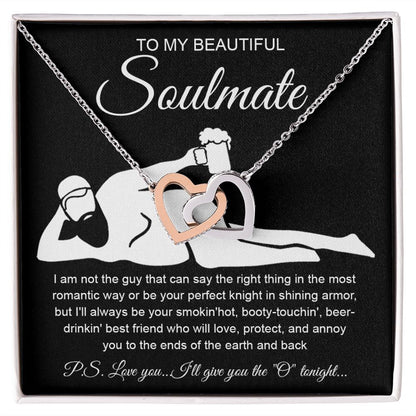 To My Beautiful Soulmate Necklace For Women, Funny Gifts For Girlfriend,Valentine Christmas Presents For Girlfriend, Best Birthday Meaningful Gift Ideas For Wife, Women Romantic Jewelry For Her Anniversary Message Card and Gift Box Styles Interlocking Hea